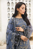 Alizeh Fashion Vol-04 Embroidered Chiffon 3Pc Suit D-07 Charcoal Mist