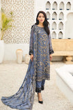 Alizeh Fashion Vol-04 Embroidered Chiffon 3Pc Suit D-07 Charcoal Mist