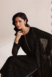 Farasha Luxury Formal Embroidered Chiffon Unstitched 3Pc Suit - Charcoal Whisper