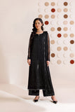 Farasha Luxury Formal Embroidered Chiffon Unstitched 3Pc Suit - Charcoal Whisper