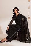 Farasha Luxury Formal Embroidered Chiffon Unstitched 3Pc Suit - Charcoal Whisper