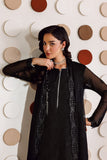 Farasha Luxury Formal Embroidered Chiffon Unstitched 3Pc Suit - Charcoal Whisper