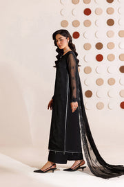 Farasha Luxury Formal Embroidered Chiffon Unstitched 3Pc Suit - Charcoal Whisper
