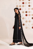 Farasha Luxury Formal Embroidered Chiffon Unstitched 3Pc Suit - Charcoal Whisper