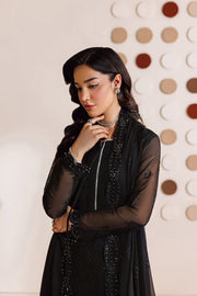 Farasha Luxury Formal Embroidered Chiffon Unstitched 3Pc Suit - Charcoal Whisper
