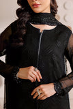 Farasha Luxury Formal Embroidered Chiffon Unstitched 3Pc Suit - Charcoal Whisper