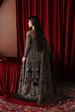 Afrozeh La Fuchsia Embroidered Net Unstitched 3Pc Suit - Chariot