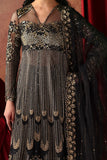 Afrozeh La Fuchsia Embroidered Net Unstitched 3Pc Suit - Chariot