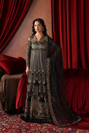 Afrozeh La Fuchsia Embroidered Net Unstitched 3Pc Suit - Chariot
