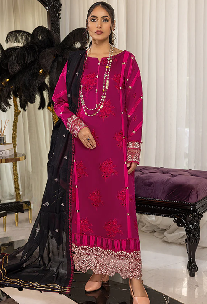 Humdum Charlotte Embroidered Chikankari Lawn Unstitched 3Pc Suit D-01