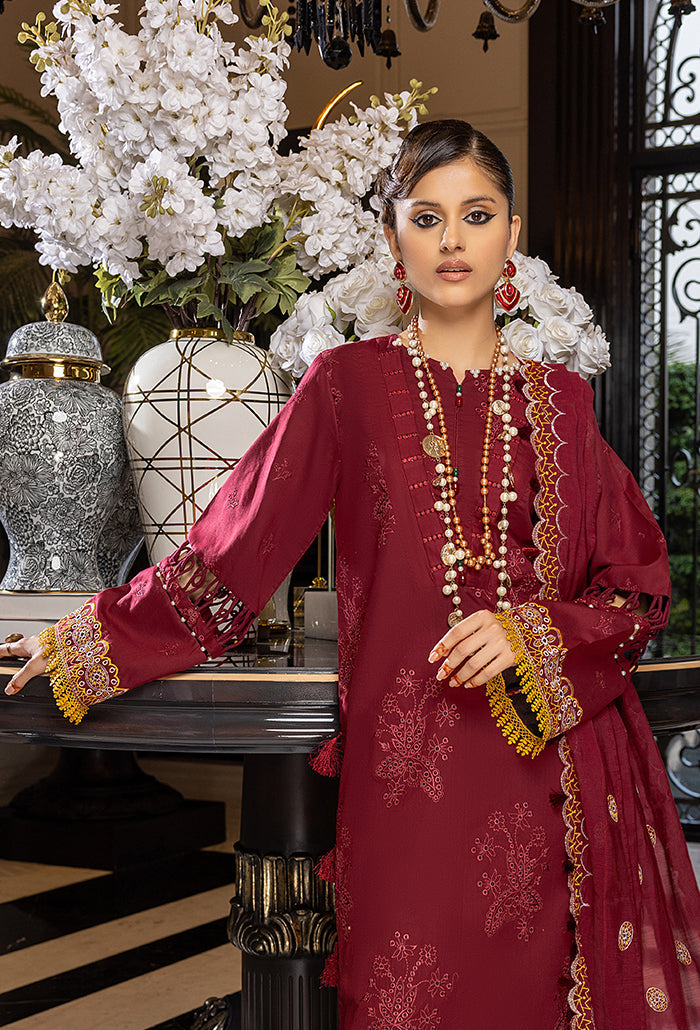 Humdum Charlotte Embroidered Chikankari Lawn Unstitched 3Pc Suit D-08