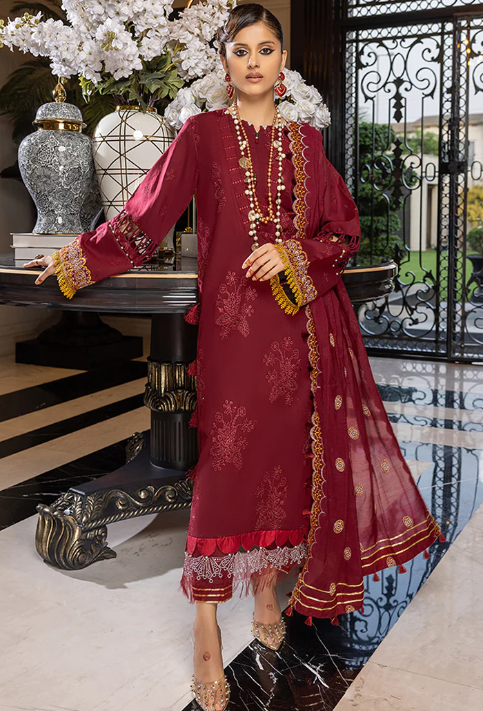Humdum Charlotte Embroidered Chikankari Lawn Unstitched 3Pc Suit D-08