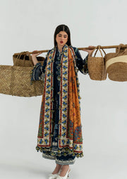 Hussain Rehar Embroidered Khaddar Unstitched 3Pc Suit - Chashm-e-Bahr
