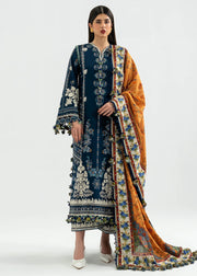 Hussain Rehar Embroidered Khaddar Unstitched 3Pc Suit - Chashm-e-Bahr