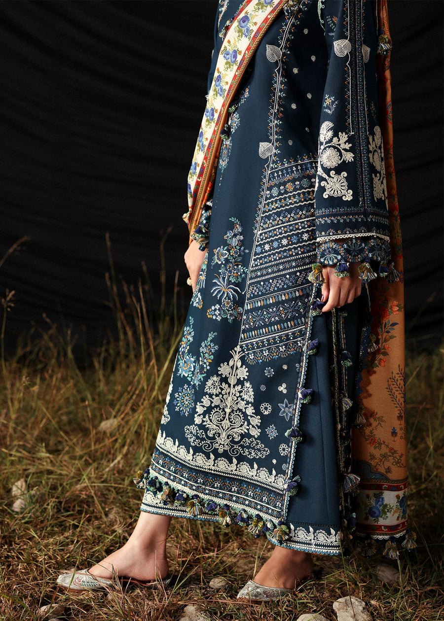 Hussain Rehar Embroidered Khaddar Unstitched 3Pc Suit - Chashm-e-Bahr