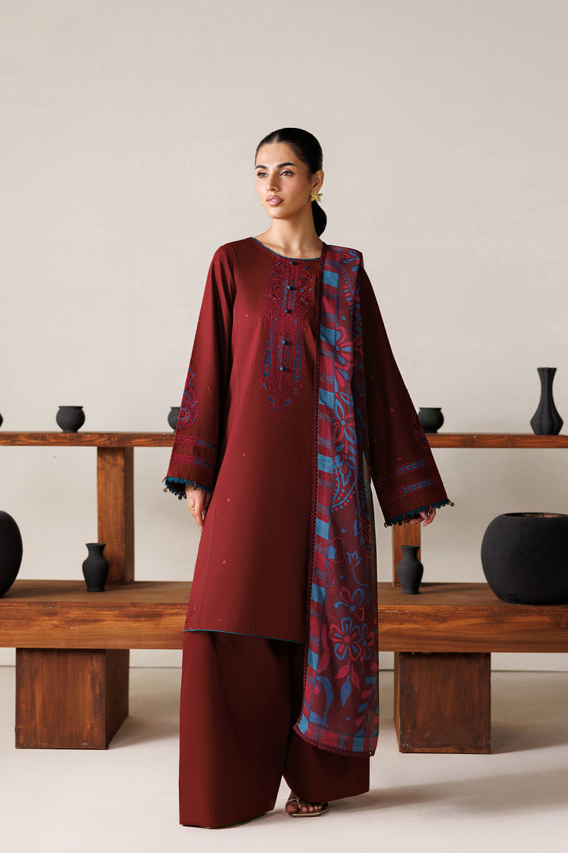 Farasha Summer Melody Embroidered Lawn Unstitched 3Pc Suit - Cherry Charm