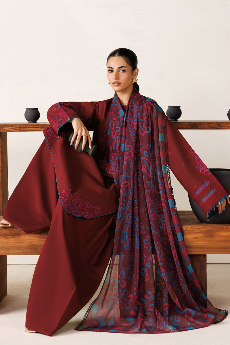 Farasha Summer Melody Embroidered Lawn Unstitched 3Pc Suit - Cherry Charm