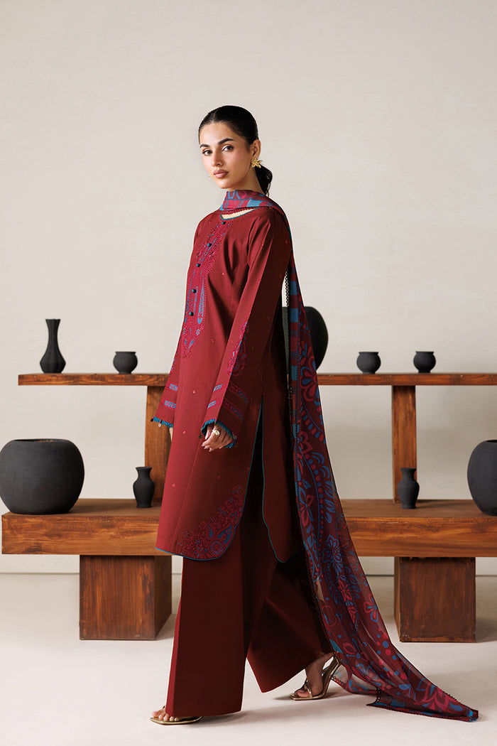 Farasha Summer Melody Embroidered Lawn Unstitched 3Pc Suit - Cherry Charm
