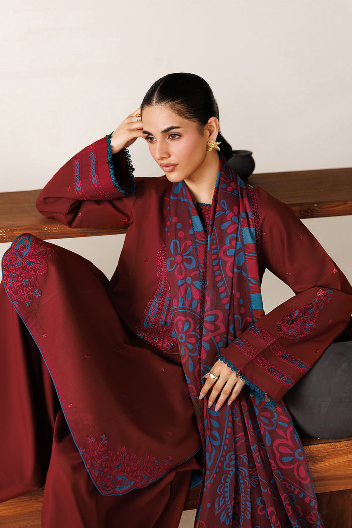 Farasha Summer Melody Embroidered Lawn Unstitched 3Pc Suit - Cherry Charm