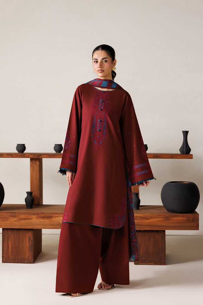 Farasha Summer Melody Embroidered Lawn Unstitched 3Pc Suit - Cherry Charm