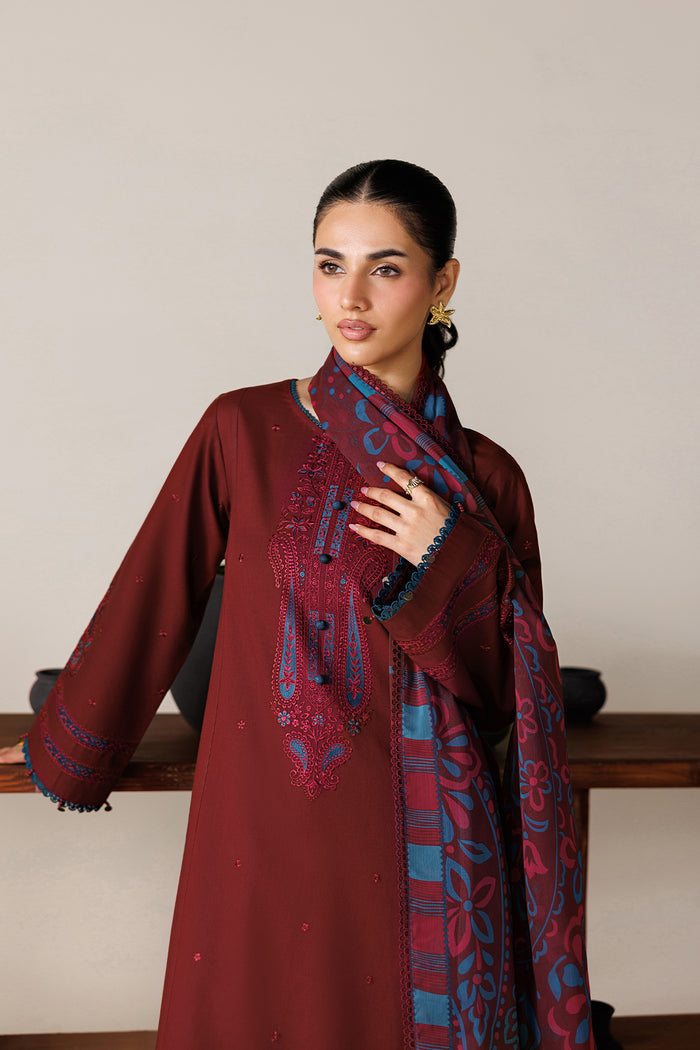 Farasha Summer Melody Embroidered Lawn Unstitched 3Pc Suit - Cherry Charm
