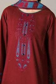 Farasha Summer Melody Embroidered Lawn Unstitched 3Pc Suit - Cherry Charm
