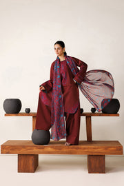 Farasha Summer Melody Embroidered Lawn Unstitched 3Pc Suit - Cherry Charm