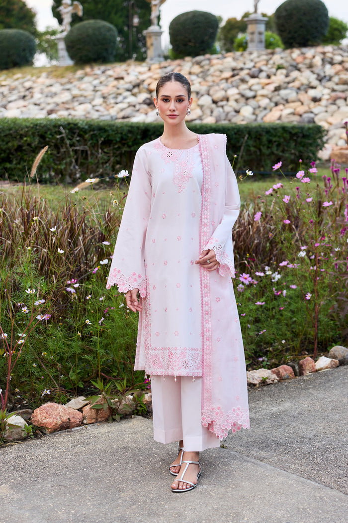 Farasha Sorine Summer Embroidered Lawn Unstitched 3Pc Suit - Cherry Glow