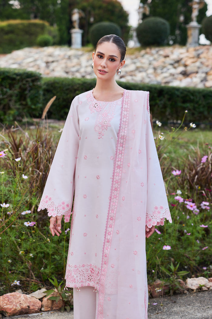 Farasha Sorine Summer Embroidered Lawn Unstitched 3Pc Suit - Cherry Glow