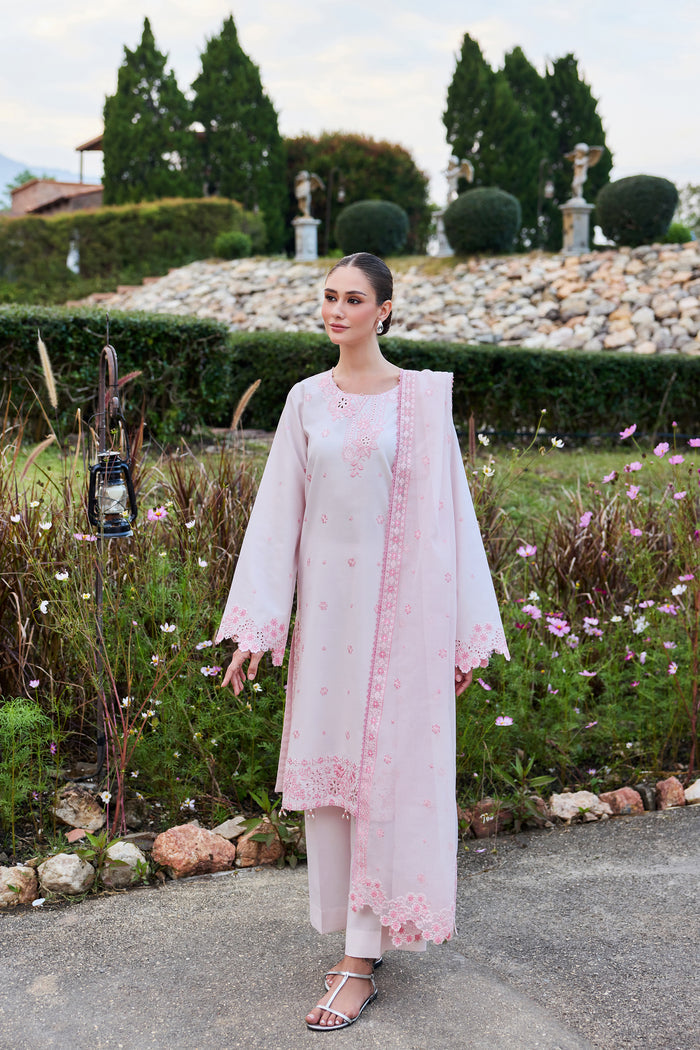 Farasha Sorine Summer Embroidered Lawn Unstitched 3Pc Suit - Cherry Glow