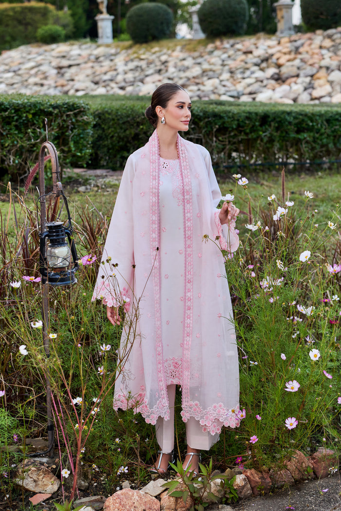 Farasha Sorine Summer Embroidered Lawn Unstitched 3Pc Suit - Cherry Glow