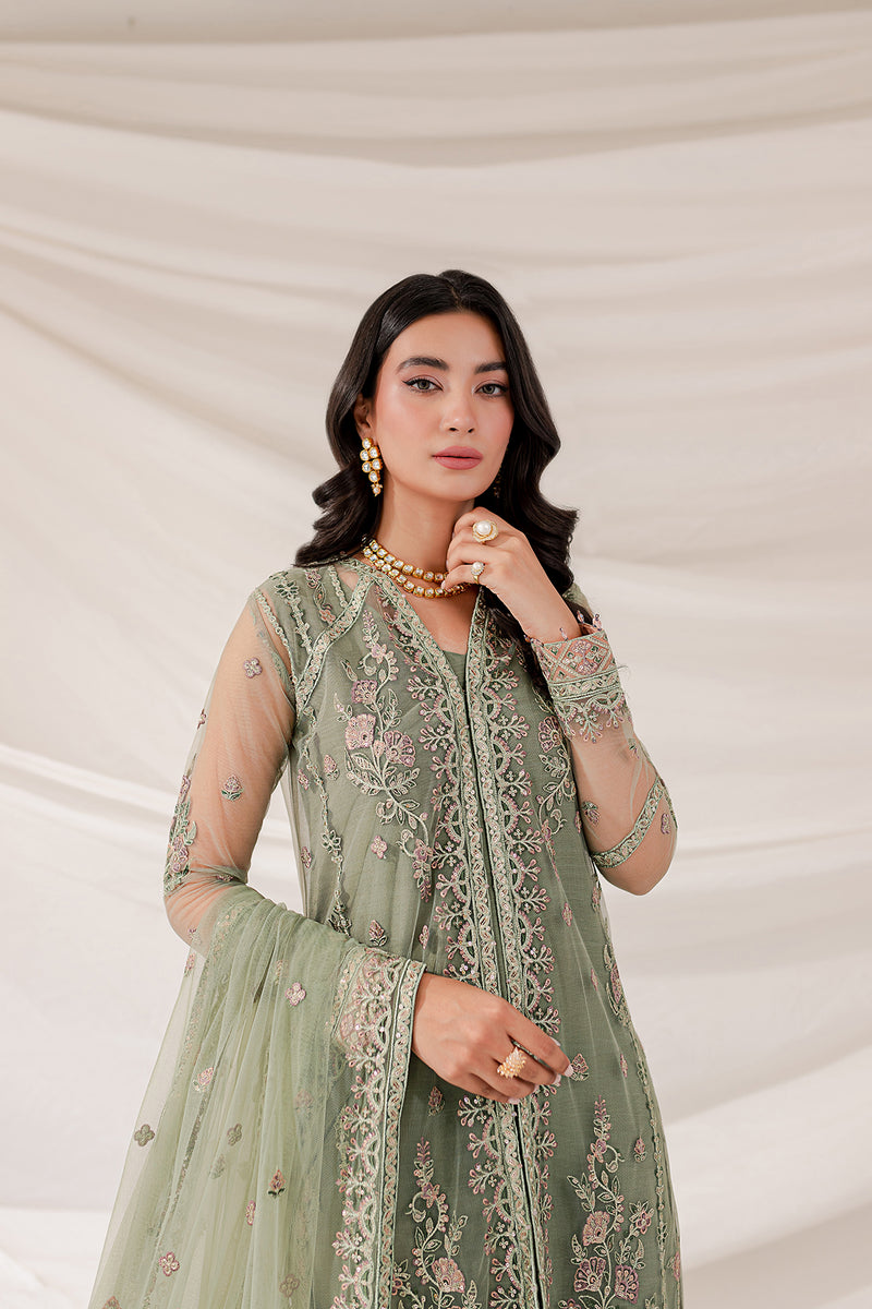 Farasha Lumiere Luxury Embroidered Net Unstitched 3Pc Suit - Ciara