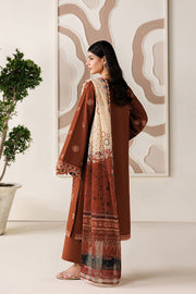 Farasha Summer Melody Embroidered Lawn Unstitched 3Pc Suit - Cinnamon Bloom