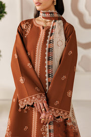 Farasha Summer Melody Embroidered Lawn Unstitched 3Pc Suit - Cinnamon Bloom