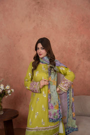Feathers Premium Embroidered Lawn Unstitched 3Pc Suit Citrine Whisper-FT694