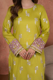 Feathers Premium Embroidered Lawn Unstitched 3Pc Suit Citrine Whisper-FT694