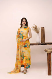 Feathers Premium House of Petals Unstitched Lawn 3Pc Suit Citrus Century-FT750