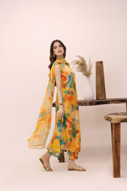 Feathers Premium House of Petals Unstitched Lawn 3Pc Suit Citrus Century-FT750