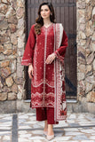 Farasha Embroidered Khaddar Unstitched 3Pc Suit - Claret
