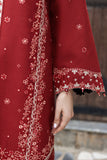 Farasha Embroidered Khaddar Unstitched 3Pc Suit - Claret