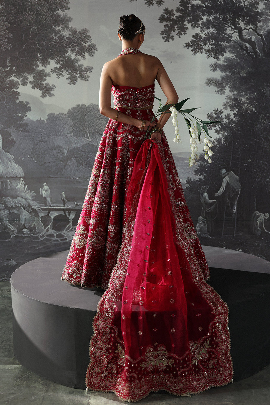 Afrozeh Embroidered Luxury Bridal Organza Unstitched 3Pc Suit AFB-24-07 CLAUDE