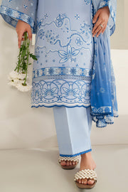 Farasha Summer Weaves Embroidered Lawn Unstitched 3Pc Suit - Cloud Aura