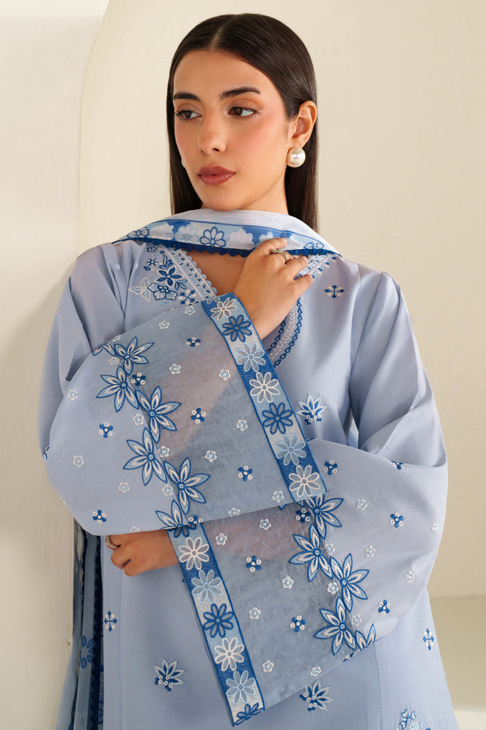 Farasha Summer Weaves Embroidered Lawn Unstitched 3Pc Suit - Cloud Aura
