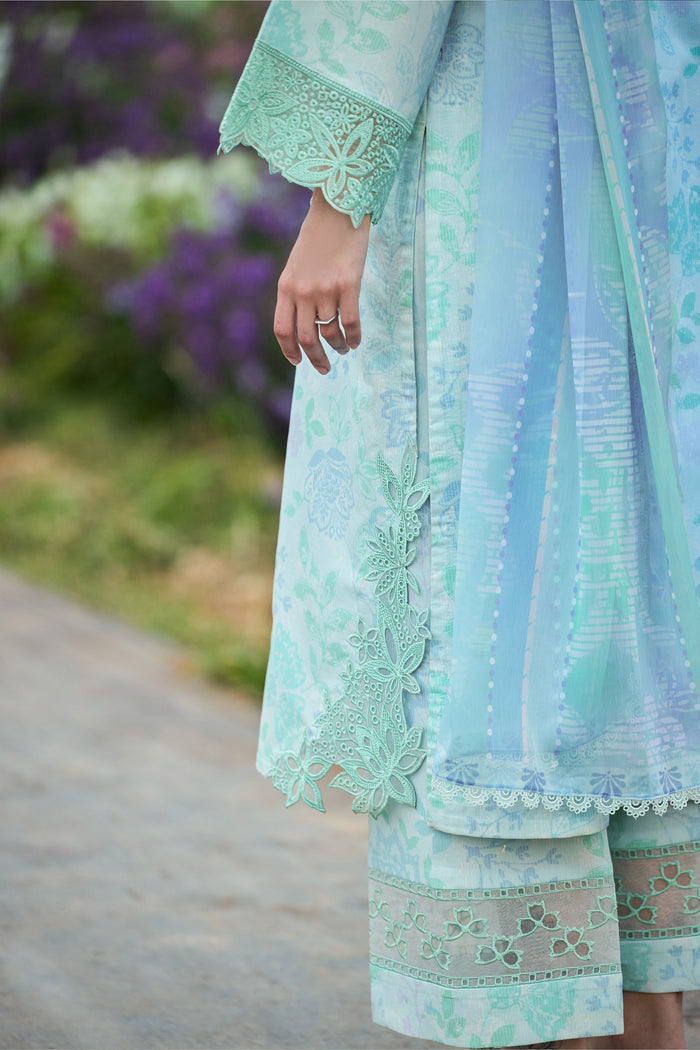 Farasha Summer Escape Embroidered Lawn Unstitched 3Pc Suit - Cloud Breeze