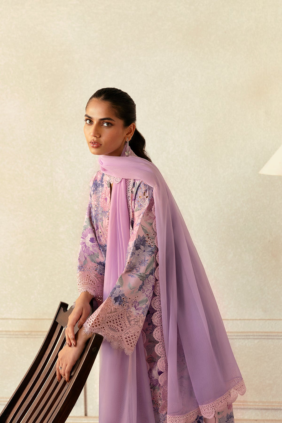 Afrozeh Daybreak Embroidered Lawn Unstitched 3Pc Suit - CLOUD KISSED