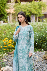 Farasha Sorine Summer Embroidered Lawn Unstitched 3Pc Suit - Cloud Petals