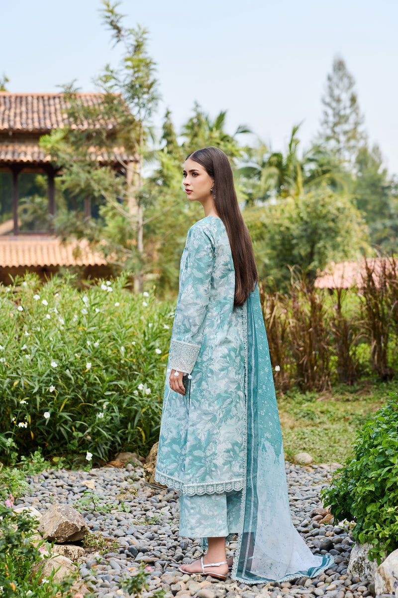 Farasha Sorine Summer Embroidered Lawn Unstitched 3Pc Suit - Cloud Petals