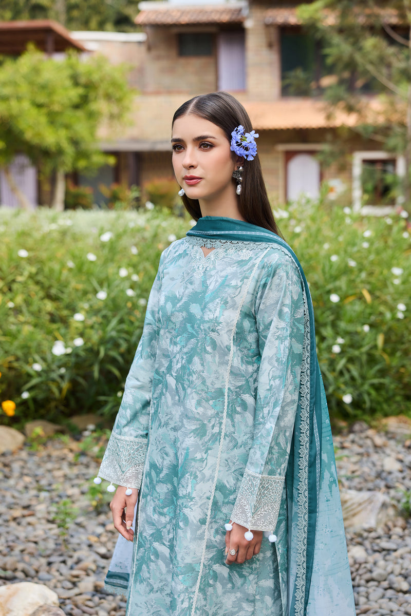 Farasha Sorine Summer Embroidered Lawn Unstitched 3Pc Suit - Cloud Petals
