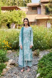 Farasha Sorine Summer Embroidered Lawn Unstitched 3Pc Suit - Cloud Petals