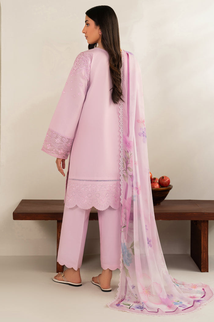 Farasha Summer Weaves Embroidered Lawn Unstitched 3Pc Suit - Cloud Pink